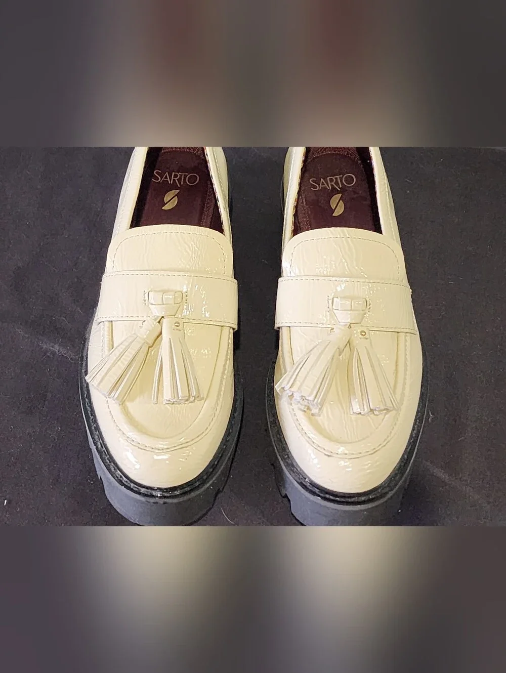SARTO by Franco Sarto | Balinna Platform Tassel Loafers | Cream | U.S. Size 6.5